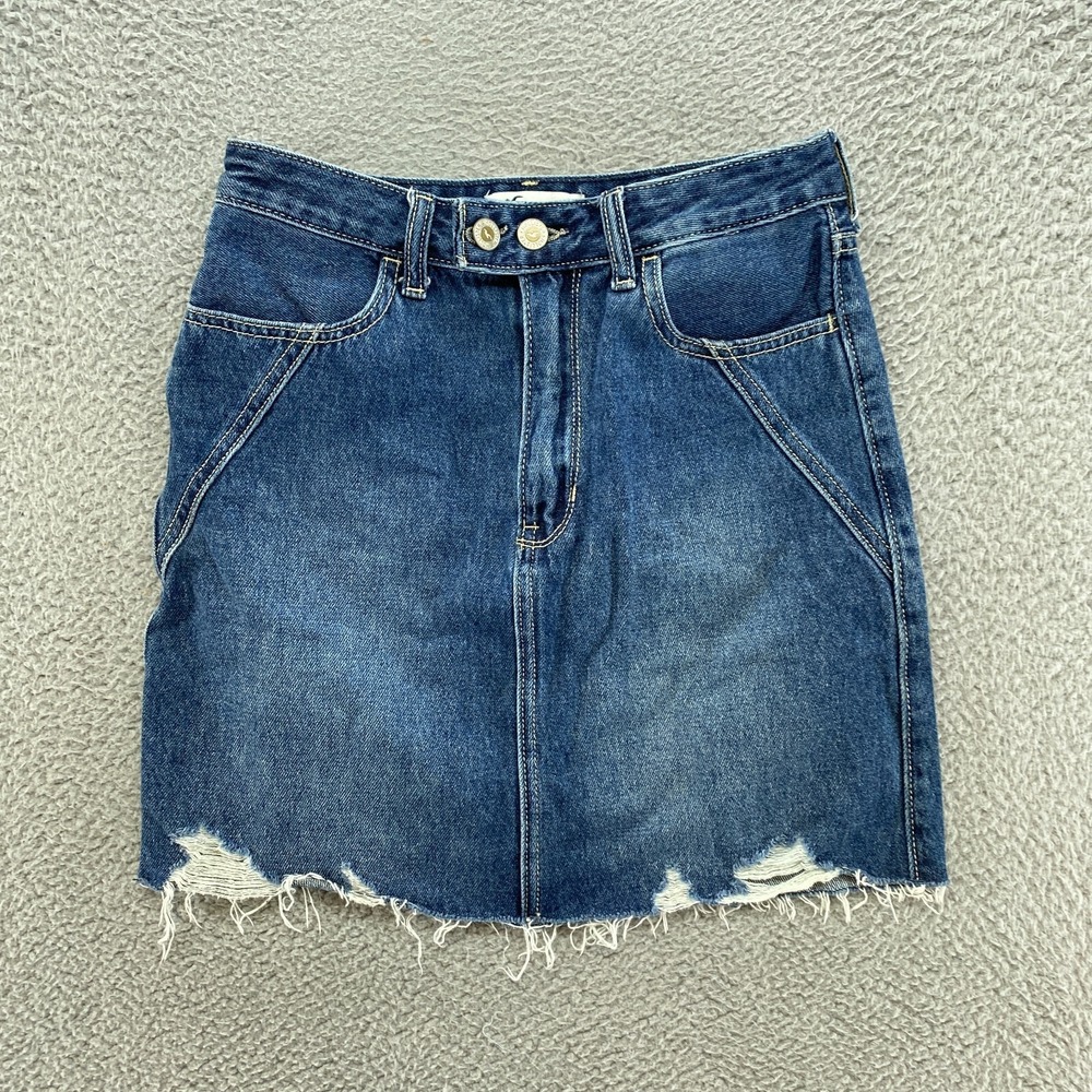 Hollister Skirt Womens 3 / 26 Denim High Rise Cutoff Pencil Short 100%‎ Cotton